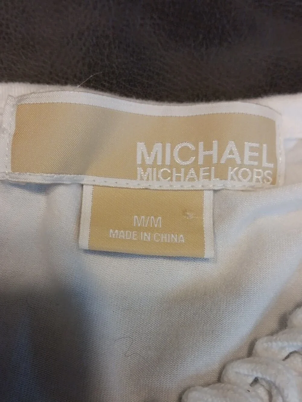 Michael Kors White Braided-Neck Sleeveless Tank